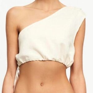 Lioness Alexandria Linen Ivory Cream Crop Top NWT Off White Women's Size 6 / M